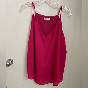 Sleeveless deep pink v-neck